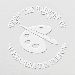 Artist Palette Paint Brush Library Book Name Embosser