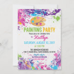 Artist Palette Paint Splashes Birthday Invitation at Zazzle