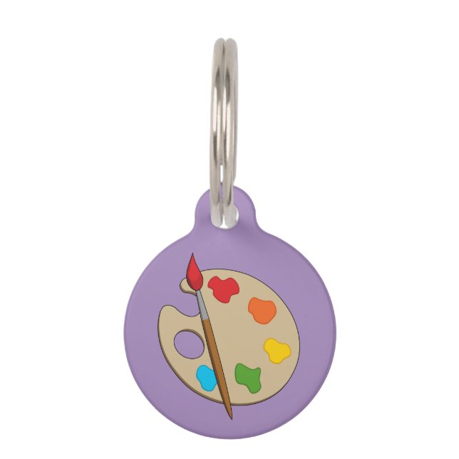 Artist Palette with Paint Brush | Add Name Pet ID Tag (Front)
