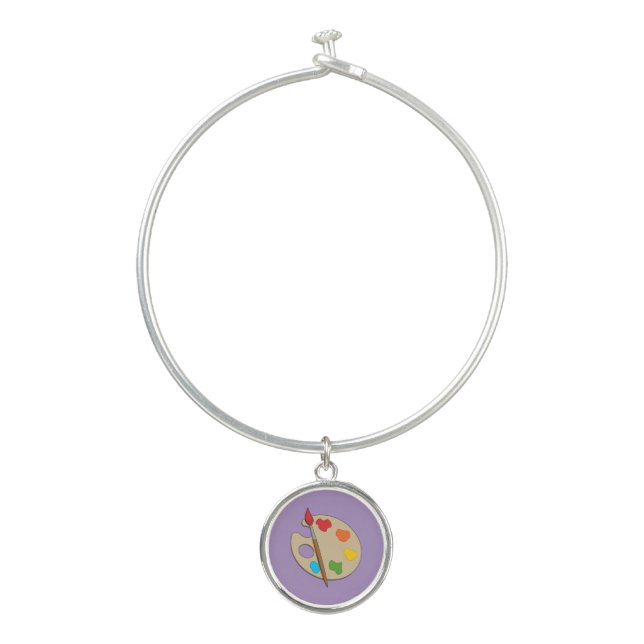 Artist Palette with Paint Brush Bangle Bracelet (Front)
