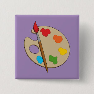 Artist Palette with Paint Brush Button