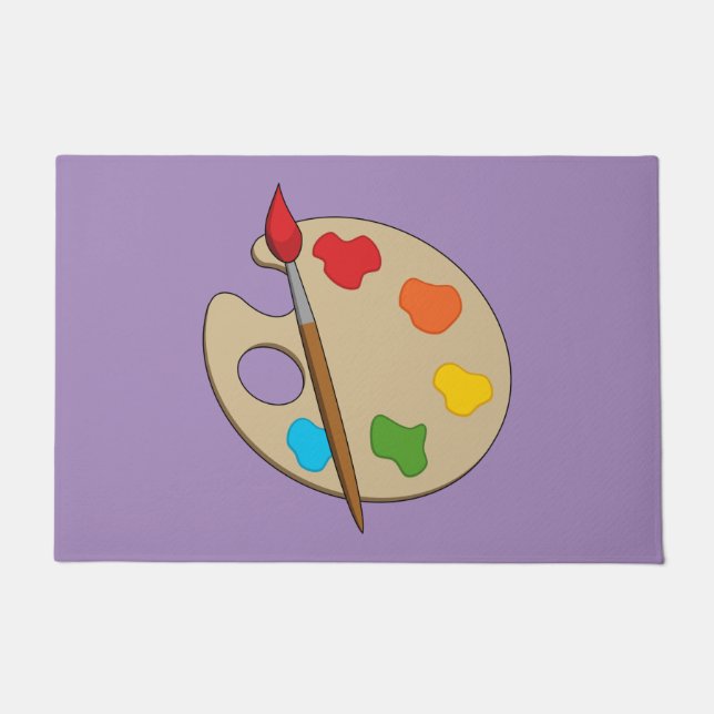 Artist Palette with Paint Brush Doormat (Front)