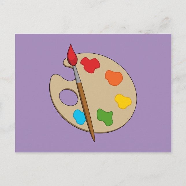 Artist Palette with Paint Brush Holiday Postcard (Front)