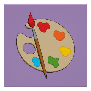 Artist Palette with Paint Brush Poster