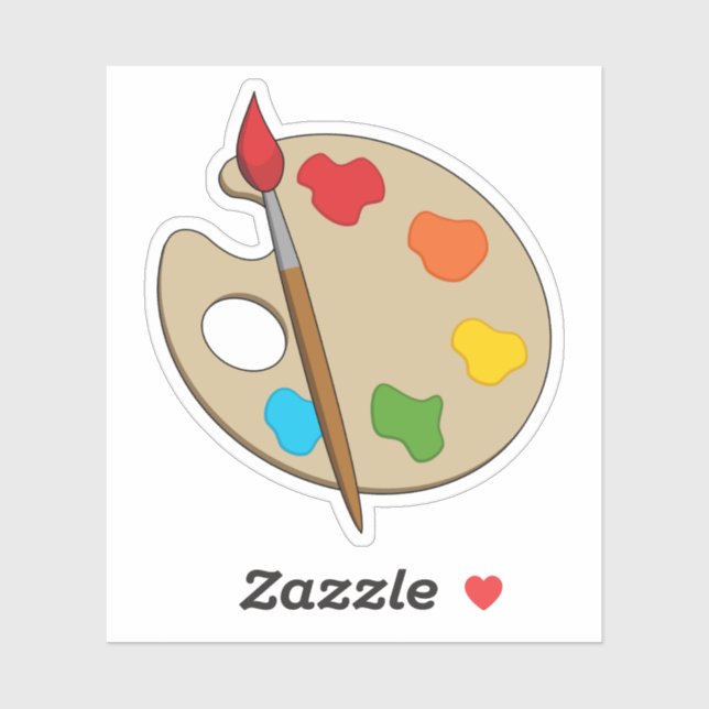 Artist Palette with Paint Brush Sticker (Sheet)