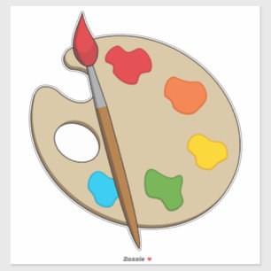 Artist Palette with Paint Brush Sticker