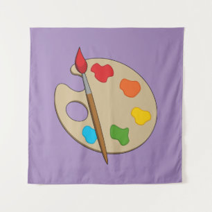 Artist Palette with Paint Brush Tapestry