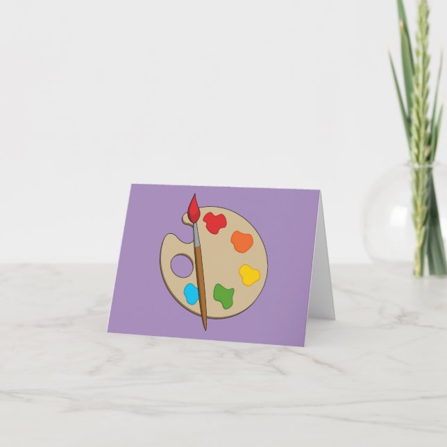 Artist Palette with Paint Brush Thank You Card (Front)