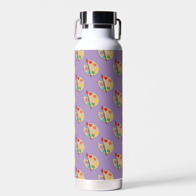 Artist Palette with Paint Brush Water Bottle (Front)
