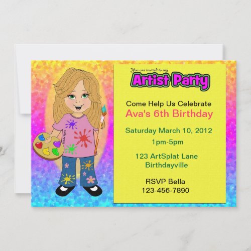 Artist Party Personalized Invites