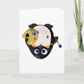 Artist Penguin -- Leftie Greeting Card by Spiderwebs at Zazzle