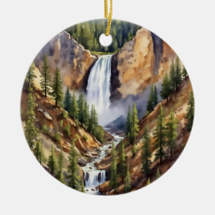 Artist Point Yellowstone National Park Watercolor Ceramic Ornament