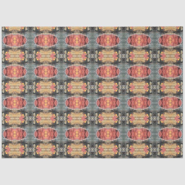 Artist Red Grey Orange Large Abstract Geometric Tissue Paper (Front)