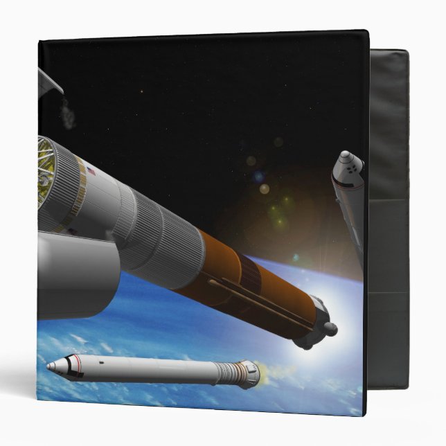 Artist rendition of a heavy-lift rocket 3 ring binder (Front/Inside)