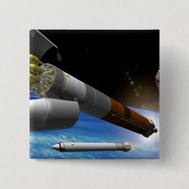 Artist rendition of a heavy-lift rocket button (Front)