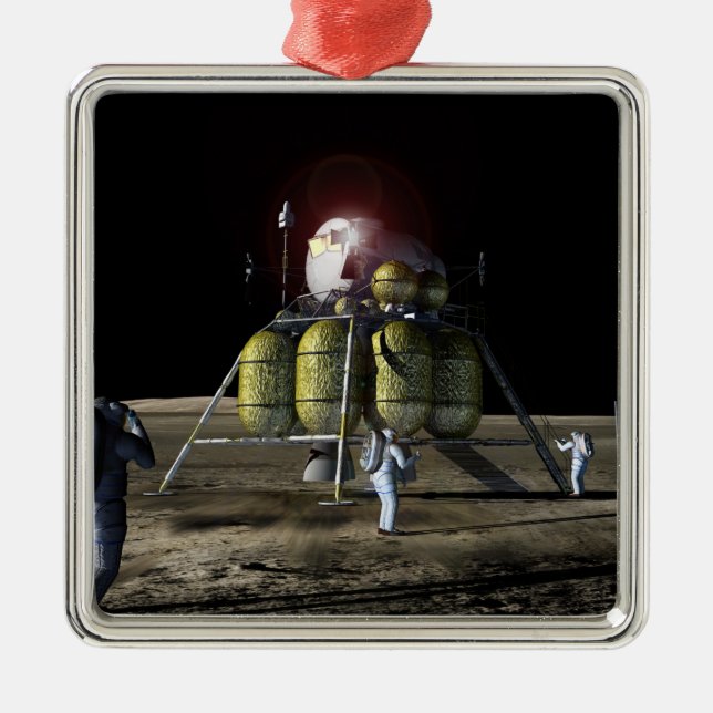 Artist rendition of a new spaceship to the moon 2 metal ornament (Front)