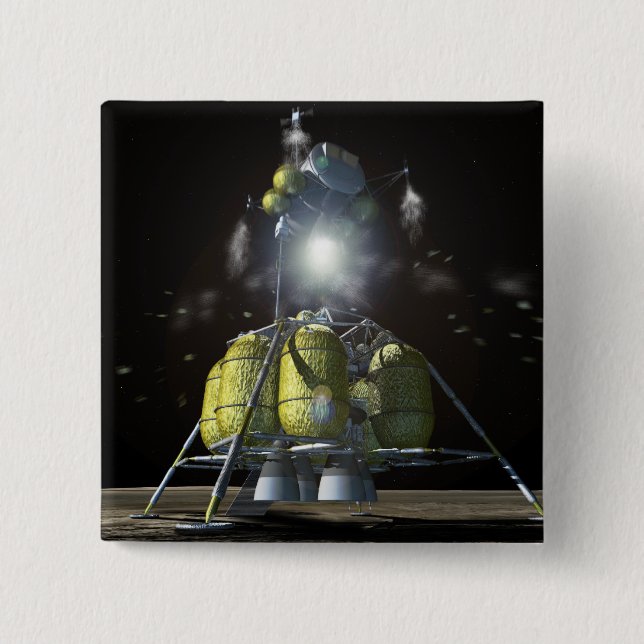 Artist rendition of a new spaceship to the moon 3 button (Front)