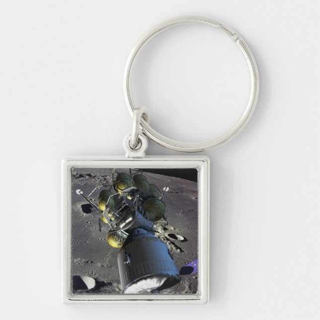 Artist rendition of a new spaceship to the moon keychain (Front)