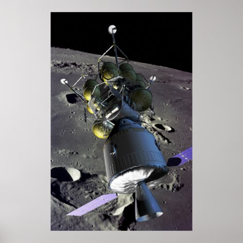 Artist rendition of a new spaceship to the moon poster