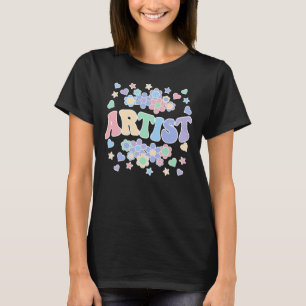 ARTIST-Retro Groovy Vintage, Flowers, Hearts, Star T-Shirt