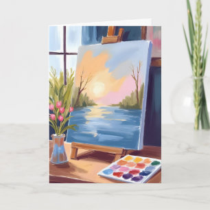 Artist’s Canvas Pastel Watercolor Painting Card