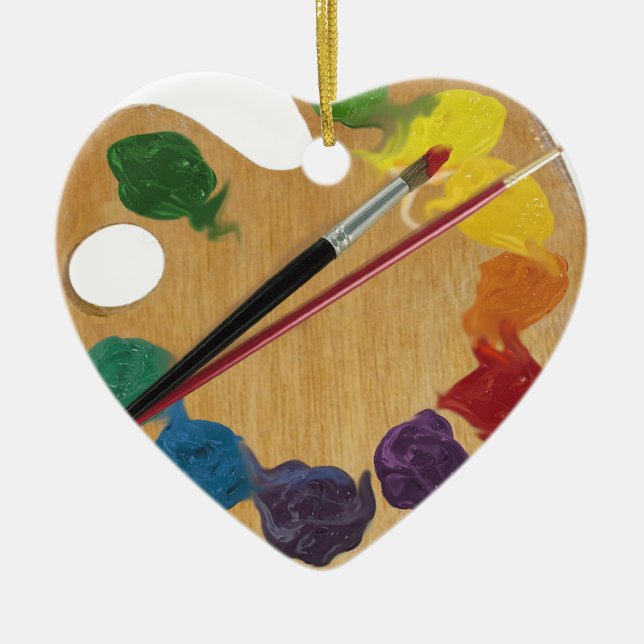 Artist`s palette color wheel ceramic ornament (Front)