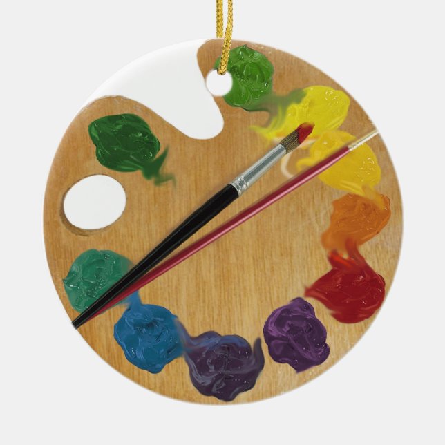 Artist`s palette color wheel ceramic ornament (Front)