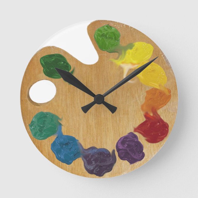 Artist`s palette color wheel round clock (Front)