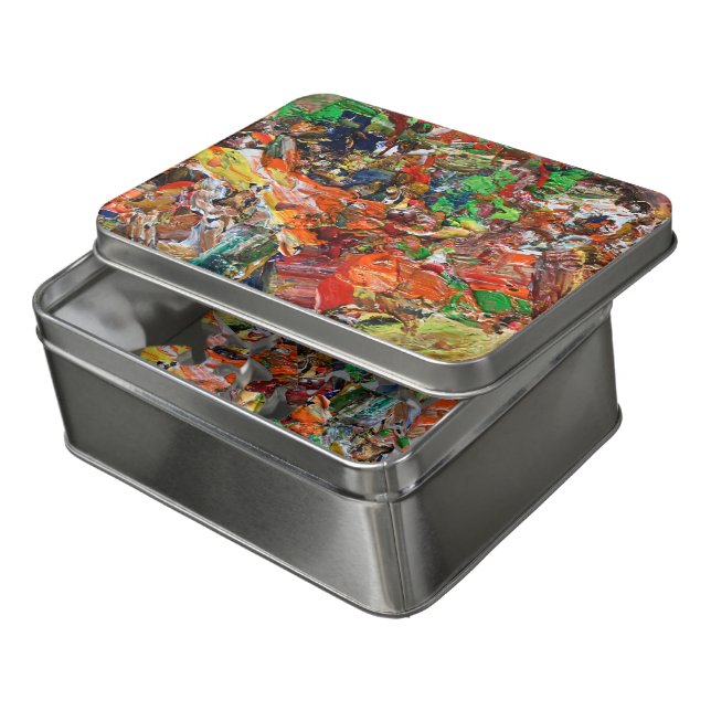 Artist’s Palette: Expressive Paint Stroke Pattern Jigsaw Puzzle (Lid Open)