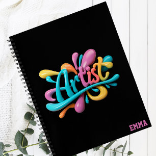 Artist Script Typography,Colorful, Stylish Modern Notebook
