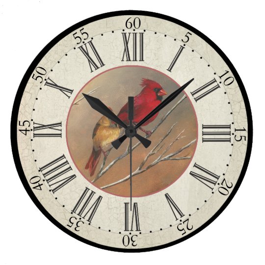 Artist Series Clock - Cardinal Bird Clock | Zazzle.com