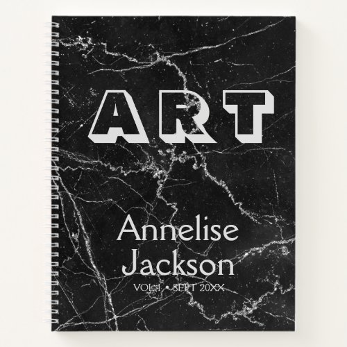 Artist sketchbook name personalized marble notebook
