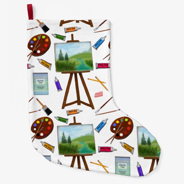Artist Studio Art Supplies Christmas Stocking (Front)