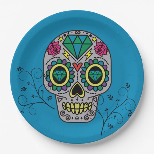 Artist Sugar Skull Pattern Mexican Day of the Dead Paper Plates