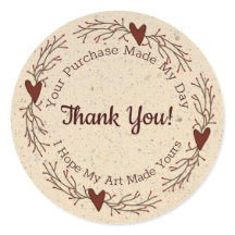 Artist Thank You For Your Purchase Round Sticker