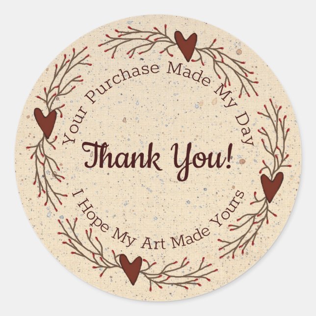 Artist Thank You For Your Purchase Round Sticker (Front)