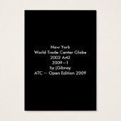 Artist Trading Card NY Trade Center Globe 2002 ATC (Back)