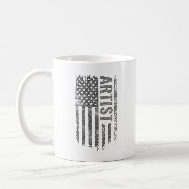 Artist USA Flag Distressed design Coffee Mug (Left)