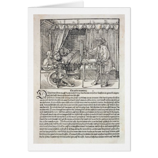 Artist using Durer's drawing machine to paint a fi Cards (Front)