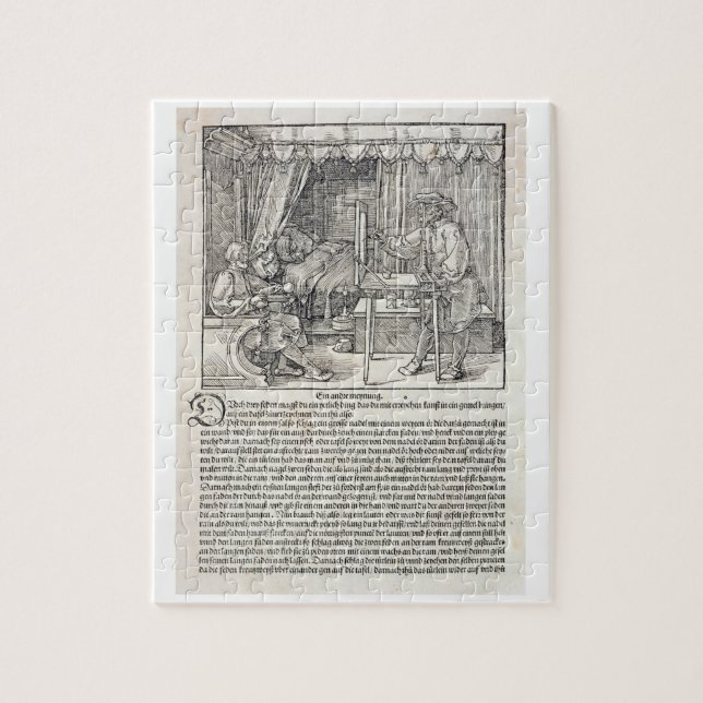 Artist using Durer's drawing machine to paint a fi Jigsaw Puzzle (Vertical)
