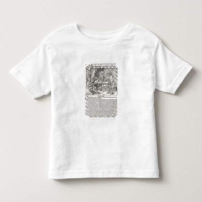 Artist using Durer's drawing machine to paint a fi Toddler T-shirt (Front)