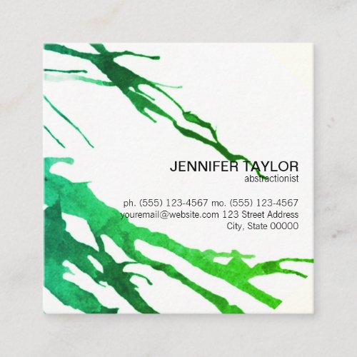 Artist  Vibrant Green  Variation Square Business Card