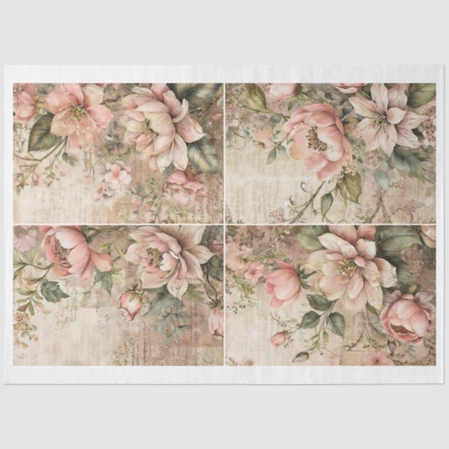 Artist Victorian Flower Junk Journal Backgrounds E Tissue Paper (Front)