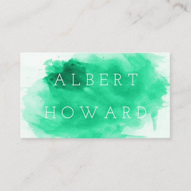 Artist | Watercolor | Modern Green Painter Creator Business Card (Front)