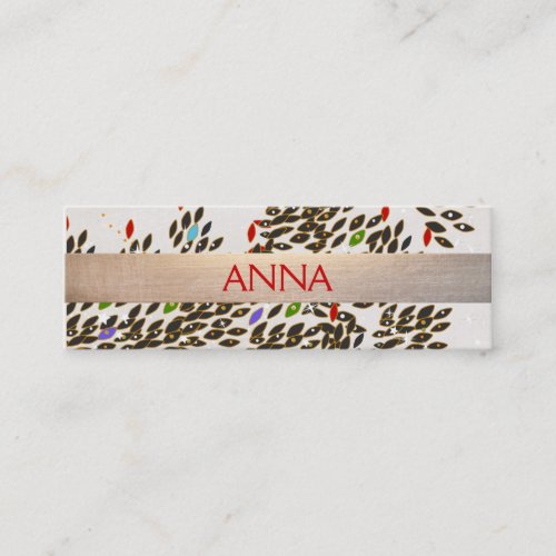 Artisti and Chic Colorful Pattern Gold Striped Mini Business Card