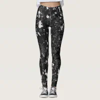 Black and White Paint Splatter Leggings, Zazzle