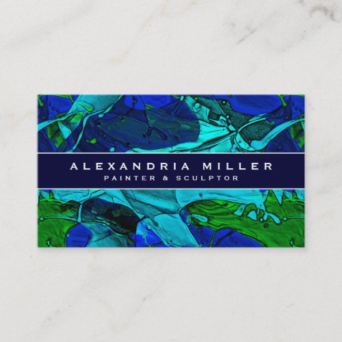 Artistic Abstract Blue Color Splash Business Card