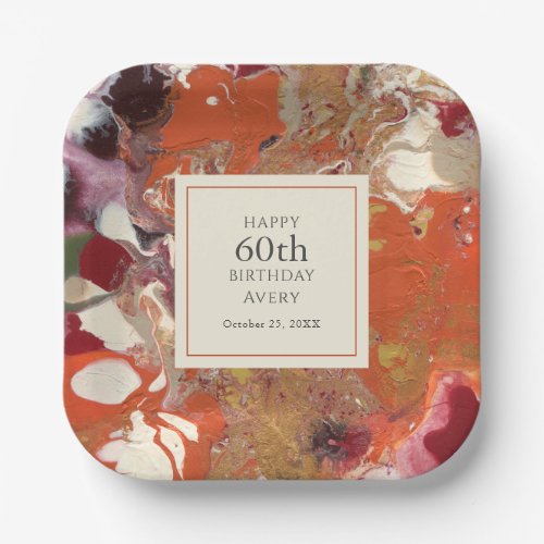 Artistic Abstract Boho Colorful 60th Birthday Paper Plates