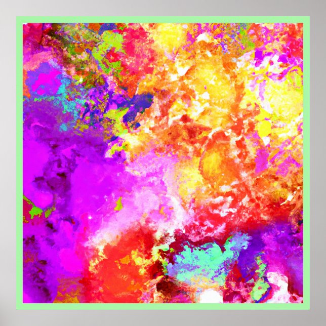 Artistic Abstract Color Explosions Poster (Front)