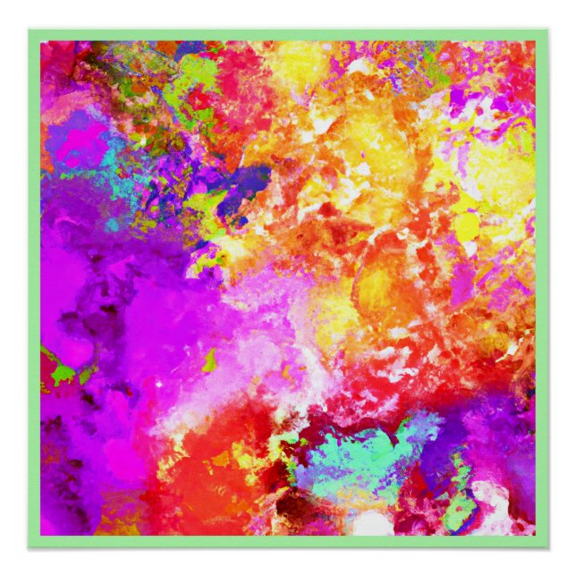 Artistic Abstract Color Explosions Poster (Front)